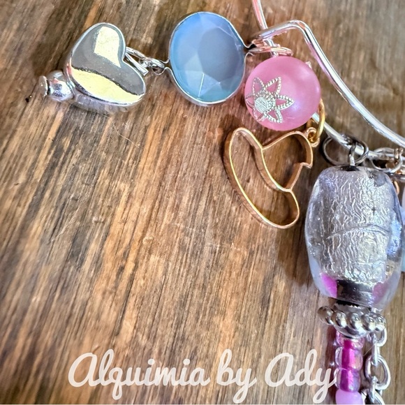 Alquimia Silver and Pink quartz heart Charm Bracelet - Picture 3 of 3